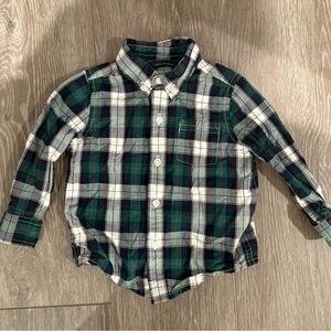 Janie and Jack Green White and Red Plaid Button Down Shirt